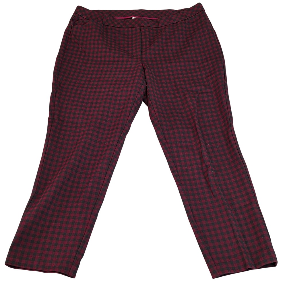 J. Jill Pants Womens 2X Ponte Pants Pull on Stretch Gingham Check Plaid Preppy